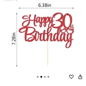 Red 30th Birthday Cake Topper